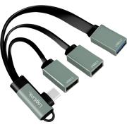 LOGILINK UA0361 USB-C? HUB ANGLED PLUG, 2X USB 2.0 AF + 1X USB 3.0 AF