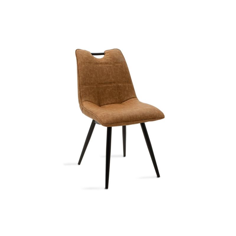 Καρέκλα "NELY" μεταλλική-pu σε μαύρο-camel antique χρώμα 47x61x85