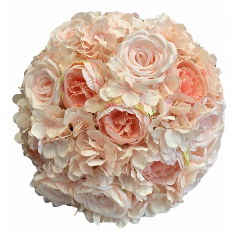 Artisti - Elena Διακοσμητική Μπάλα Λουλούδια με ροζ υφασμάτινα τριαντάφυλλα 45 εκ Vintage