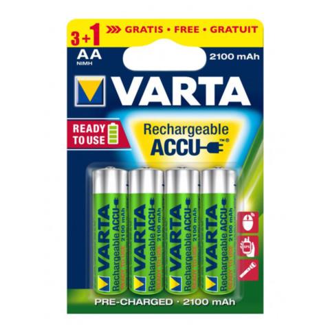 Μπαταρίες Επαναφορτιζόμενες 4τμχ AA 1.2V 2100mAh VARTA MINION 12845