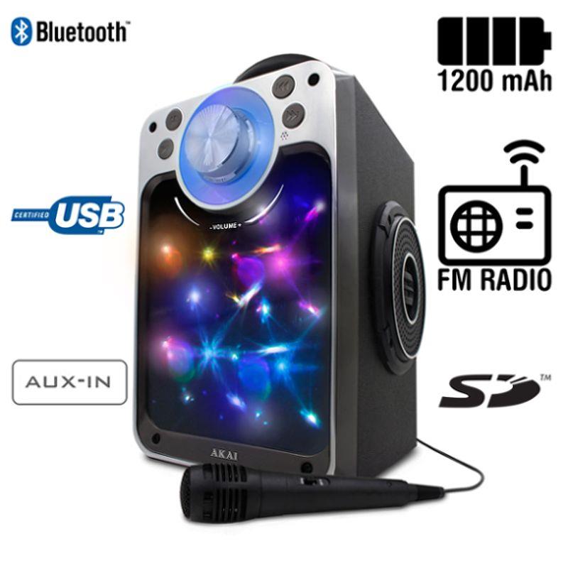 Akai Ceu7300-Bt Φορητο Ηχειο Bluetooth Με Led Μικροφωνο Και Fm – 6W
