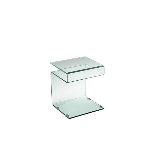 Τραπεζάκι Βοηθητικό GLASSER Bent Glass - Γυαλί Clear 42x38x48cm