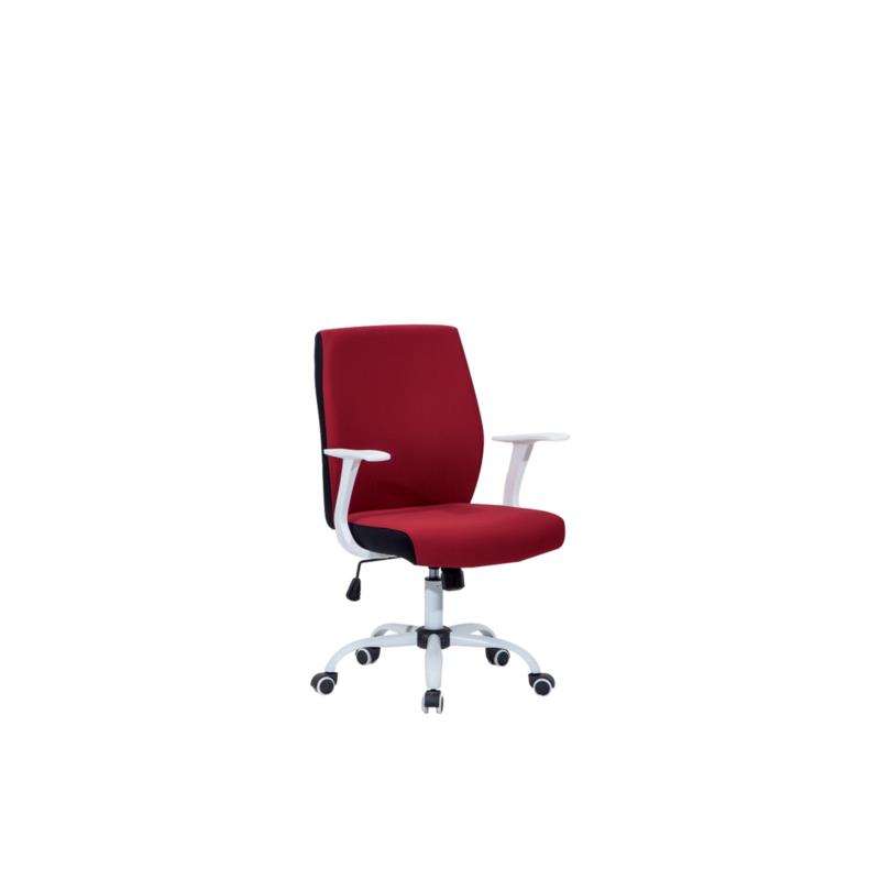 Πολυθρόνα BF3900 Γραφείου Άσπρη/Κόκκινο Ύφασμα