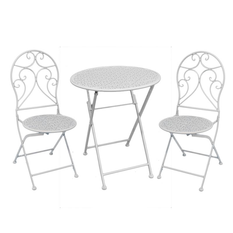 S/3 Τραπέζι Με 2 Καρέκλες Μεταλλικό Λευκό Δ60Χ70 / 40Χ40Χ92 3-50-207-0091