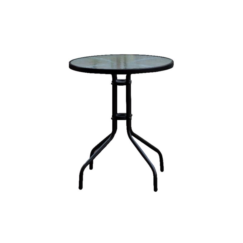 Τραπέζι BALENO Μέταλλο/Γυαλί Μαύρο/Clear D. 60x70cm