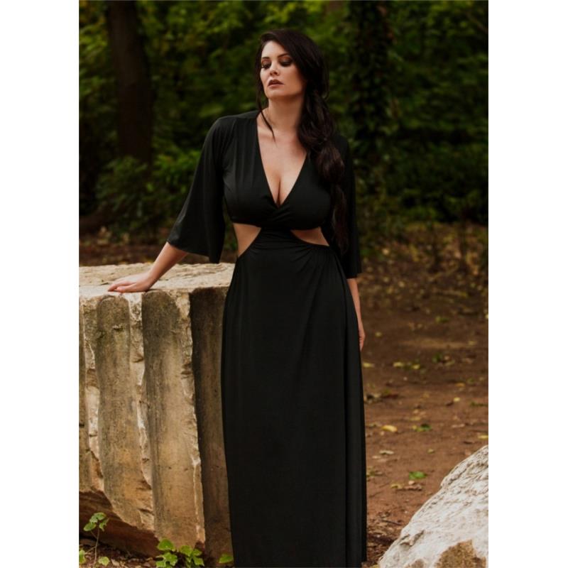 Maxi φόρεμα με ανοίγματα στο πλάι by Maria Korinthiou Collection - Μαύρο