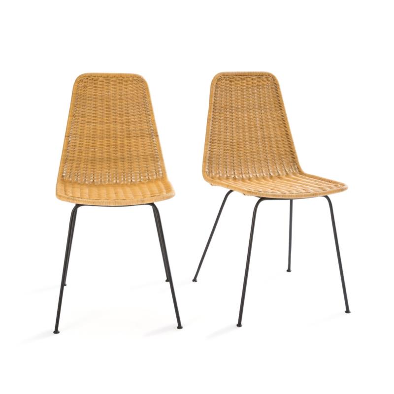 Σετ 2 καρέκλες από πλεγμένο ρατάν και μέταλλο Μ41xΠ56xΥ87cm