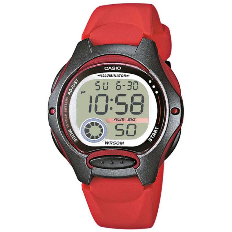 CASIO Collection Digital Red Rubber Strap LW-200-4AVEF