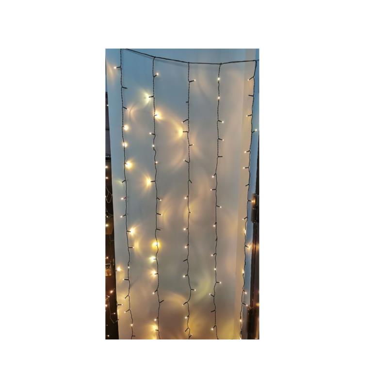 Κουρτίνα με 200 Led Χριστουγεννιάτικα Λαμπάκια με Λευκό Θερμό Φωτισμό για εσωτερικό χώρο, Christmas light curtain - Aria Trade