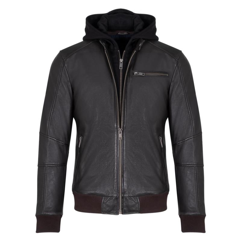 Prince Oliver Bomber Καφέ 100% Sheep Leather Jacket με Αποσπώμενη Επένδυση (Modern Fit)