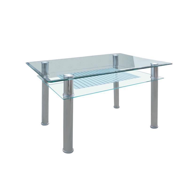 Τραπέζι VERON Ασημί/Διάφανο Μέταλλο/Γυαλί 90x60x75cm