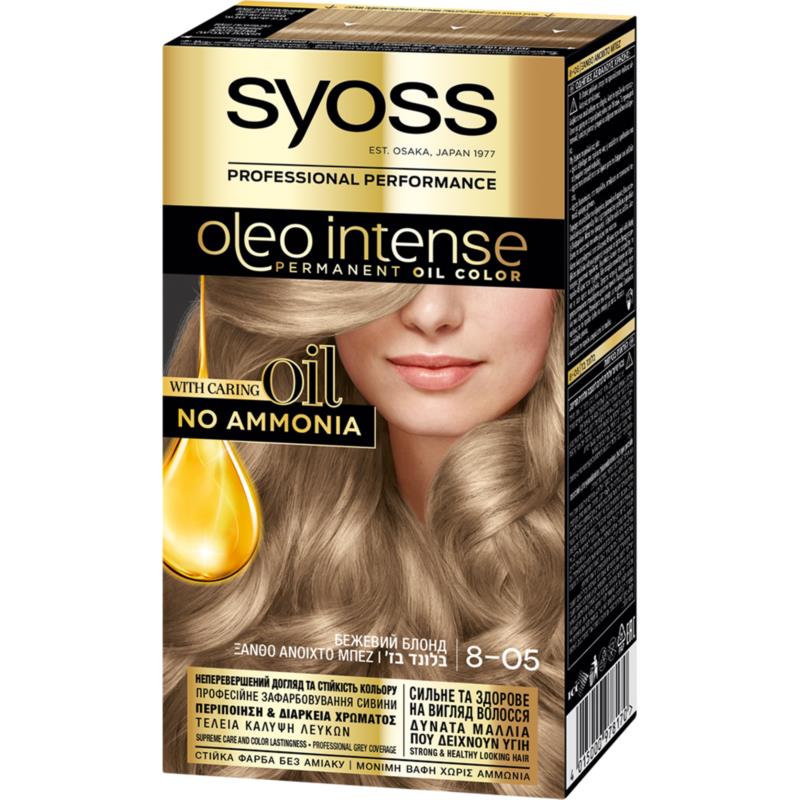 Βαφή Μαλλιών No. 8-05 Ξανθό Ανοιχτό Μπεζ Oleo Intense Syoss (50ml)