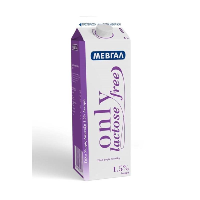 Γάλα Only χωρίς λακτόζη, U.H.T. 1,5% λιπαρά Μεβγάλ (1lt)