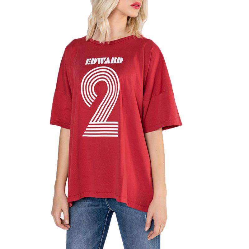 EDWARD JEANS - Γυναικείο t-shirt EDWARD JEANS SILAS TOP κόκκινο