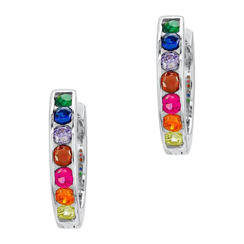 Σκουλαρίκια με Χρωματιστές Πέτρες από Ασήμι SK1305