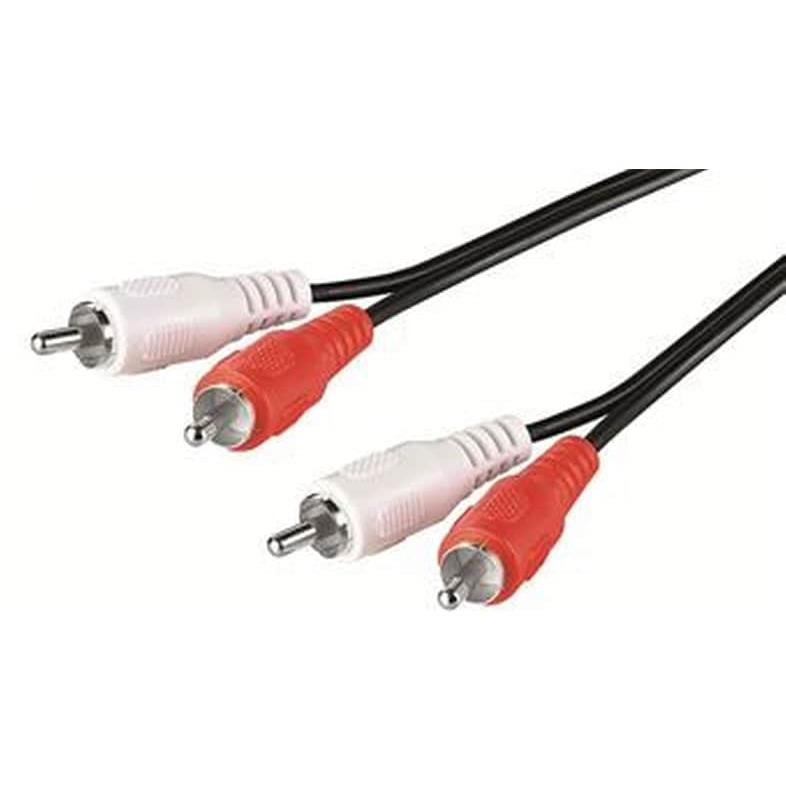 EWENT Audio Cable, 2 RCA plugs - 2 RCA plugs, 5 m, black - (EW-220100-050-N-P)
