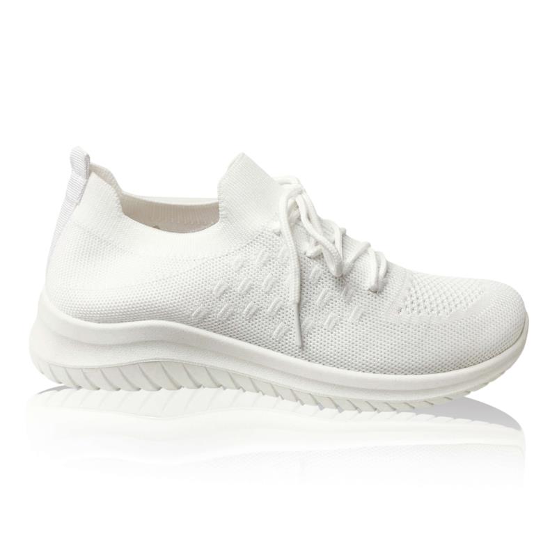 Λευκά Slip on Sneakers με Διακοσμητικά Κορδόνια