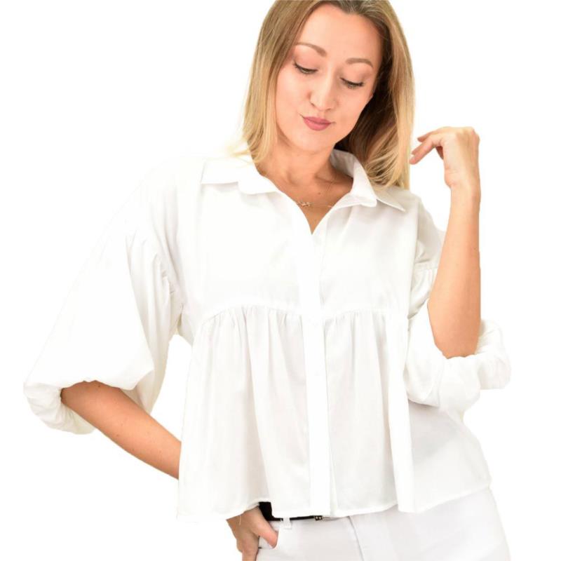 Γυναικέιο πουκάμισο με σχέδιο βολάν Λευκό 8953