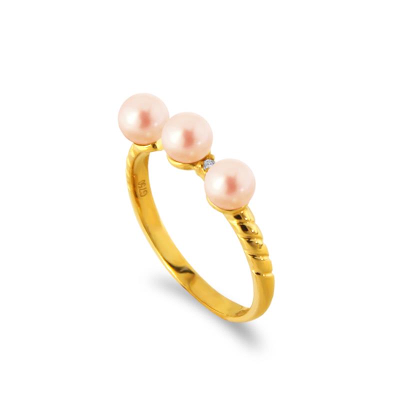 Δαχτυλίδι με μαργαριτάρια Akoya σε χρυσό Κ18 - G317283S