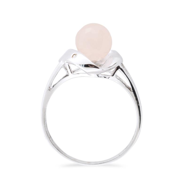 Δαχτυλίδι με Pink Quartz και διαμάντια σε ασήμι 925 - M117749PQ