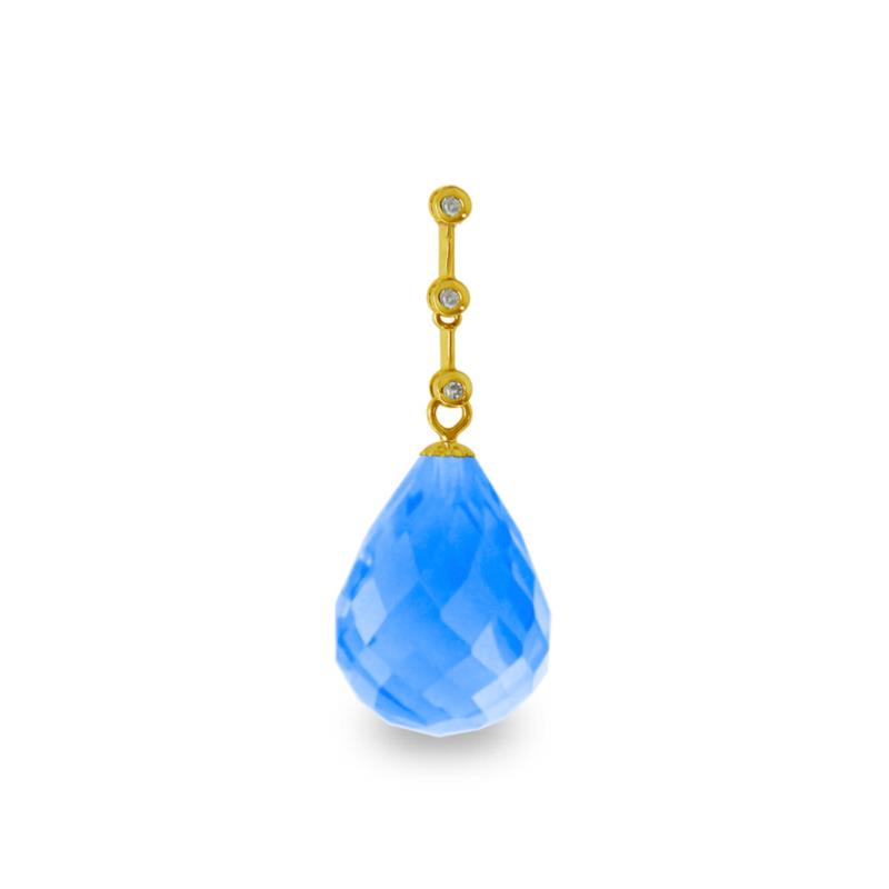 Χρυσό μενταγιόν με Blue Topaz και διαμάντια - M318500BT