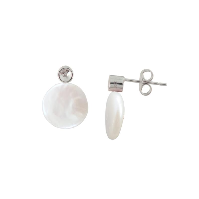 Σκουλαρίκια με λευκά μαργαριτάρια και διαμάντια σε ασημένια βάση 925 - S121226K