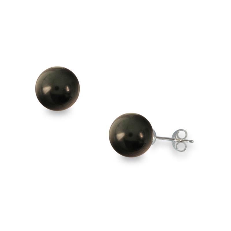 Σκουλαρίκια με μαύρα Shell Pearl σε λευκόχρυση βάση 14Κ - W314814B