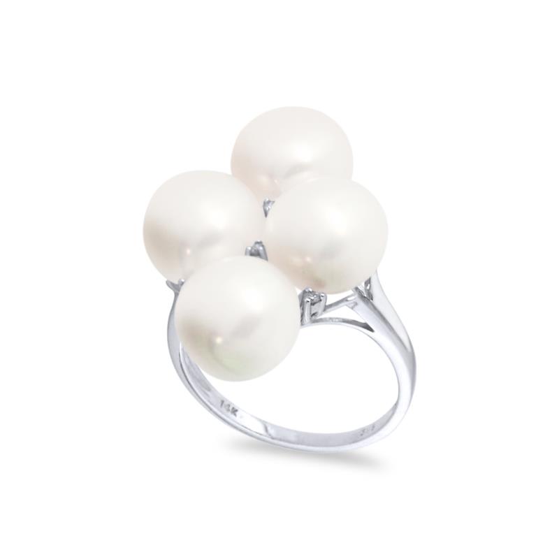 Δαχτυλίδι με μαργαριτάρια Fresh Water σε λευκόχρυσο Κ14 - W316946