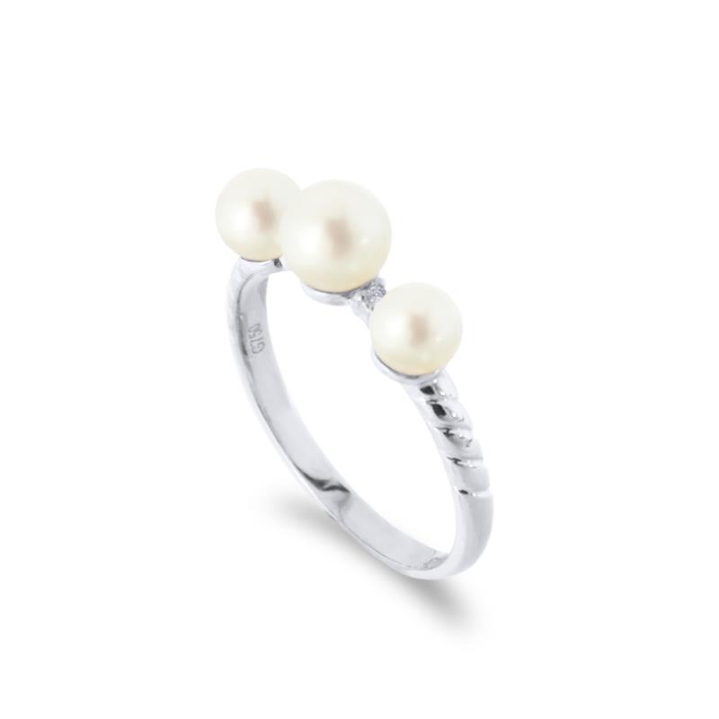 Δαχτυλίδι με μαργαριτάρια Akoya σε λευκόχρυσο Κ18 - W317283