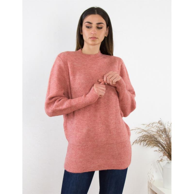 Γυναικείο ροζ πουλόβερ Oversized BT1766