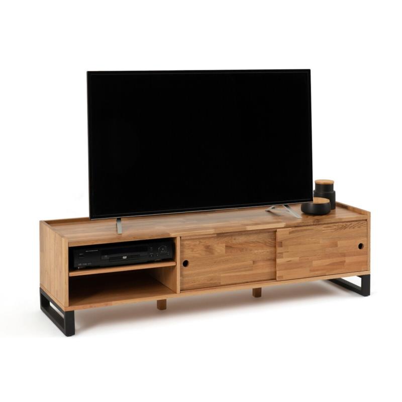 Έπιπλο τηλεόρασης από μασίφ ξύλο δρυ και μέταλλο Μ40xΠ150xΥ40cm
