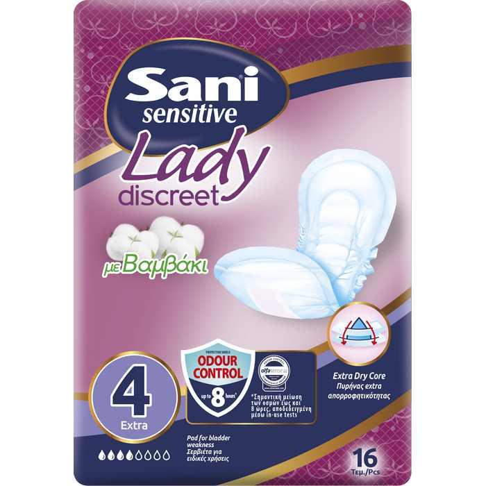 Σερβιέτες Ειδικών Χρήσεων με Βαμβάκι Extra Νο4 Sani Lady Sensitive (16τεμ)