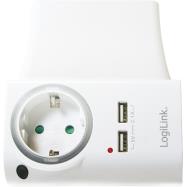 LOGILINK PA0165 SOCKET ADAPTER WITH PHONE HOLDER 1X CEE 7/3 + 2X USB-A