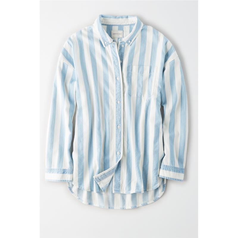 AE Striped Button Up Shirt - 1354-2100-400 - Γαλάζιο