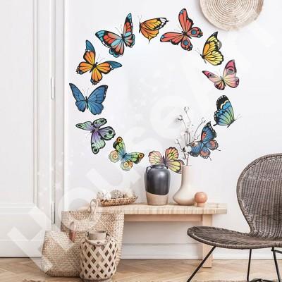 Πεταλούδες σε κύκλο Ζώα Αυτοκόλλητα τοίχου 90 x 90 cm