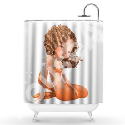 Γοργόνα στα πορτοκαλί Παιδικά Κουρτίνες μπάνιου 150 x 180 cm