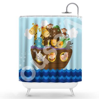 Ζωάκια Σε Βάρκα Παιδικά Κουρτίνες μπάνιου 150 x 180 cm