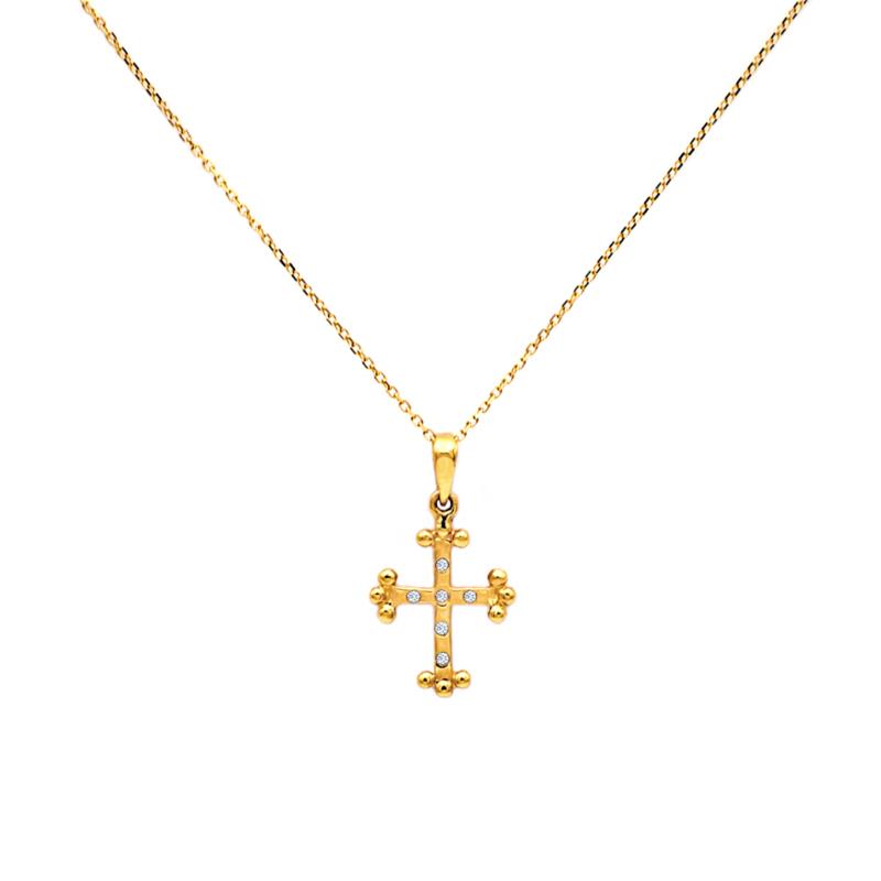 Χρυσός σταυρός με διαμάντια - M315003