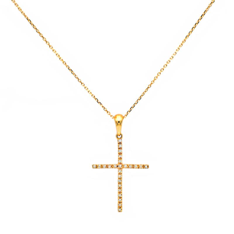 Χρυσός σταυρός με διαμάντια - M315717