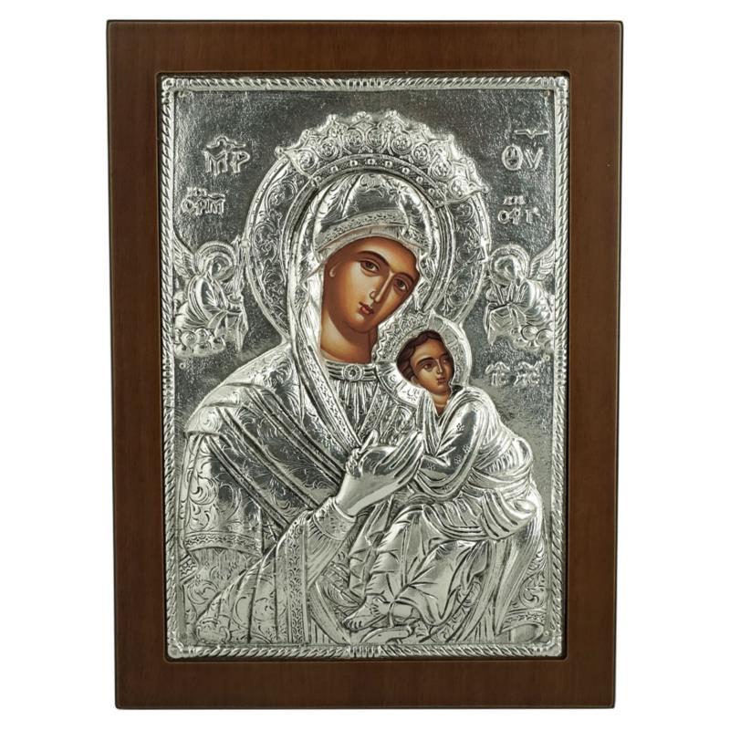 Silver Orthodox Icon on Wood 103G