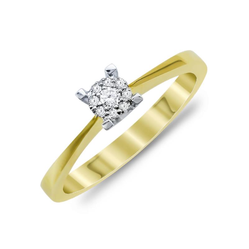 Μονόπετρο Δαχτυλίδι Με Διαμάντια Brilliant Aπό Δίχρωμο Χρυσό 18 Καρατίων R29246