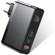 BASEUS 120WATT GALIO GAN MINI QUICK CHARGER LAPTOP / TABLET / SMARTPHONE 2X TYPE-C + USB BLACK