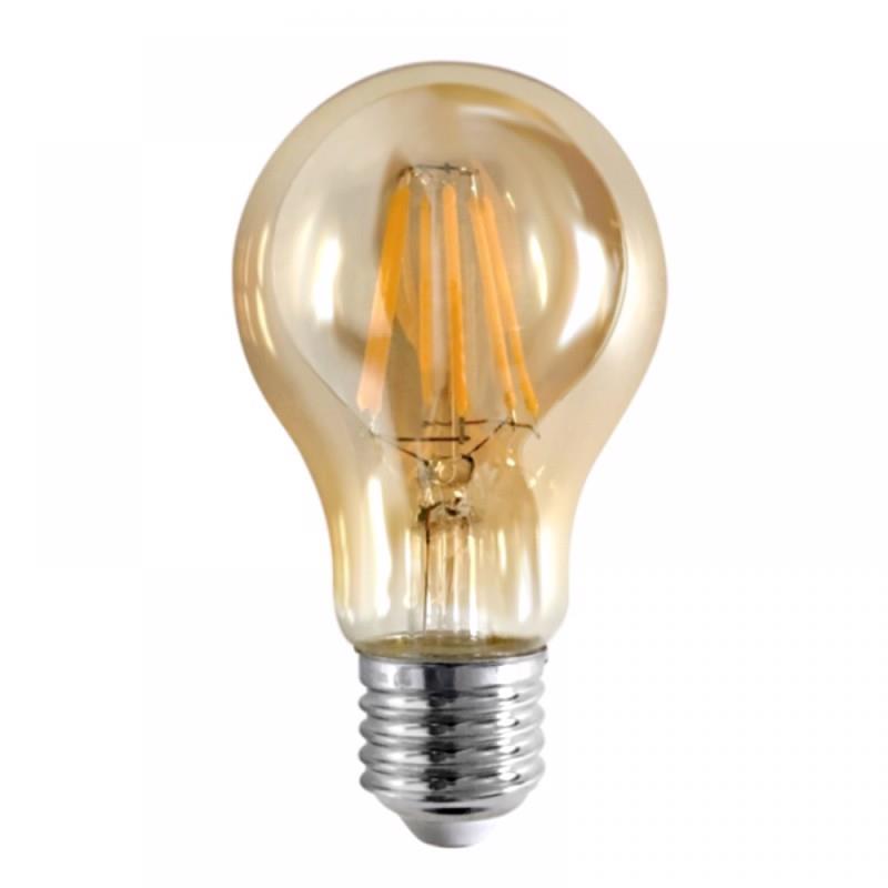 INLIGHT E27 LED Filament Amber Dimmable A60 8W 650Lm 2200Κ/Θερμό 7.27.08.23.1