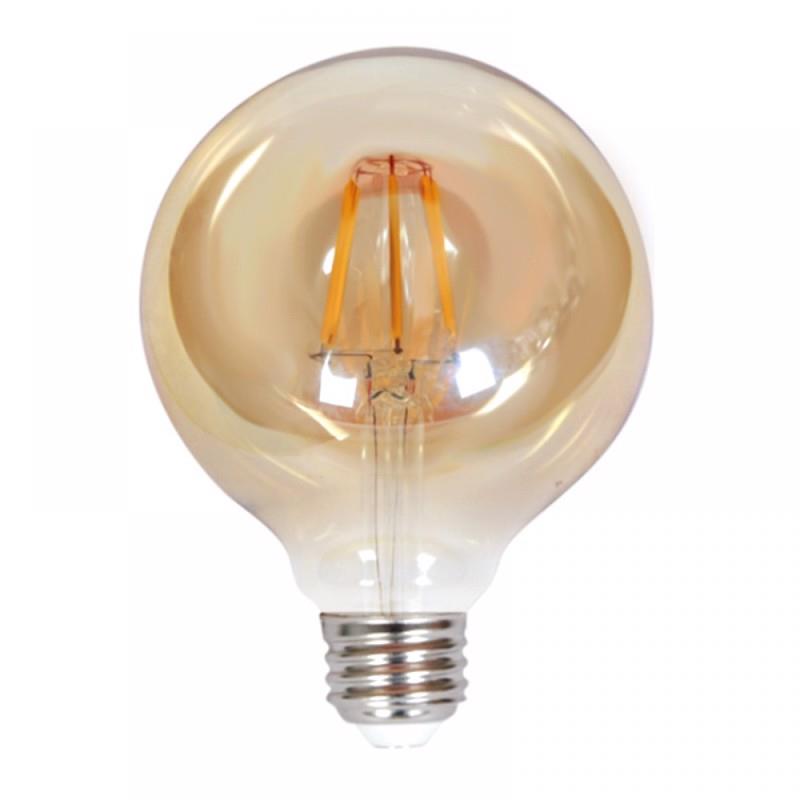 INLIGHT E27 LED Filament Amber G95 8W 650Lm 2200Κ/Θερμό Dimmable 7.27.08.25.1