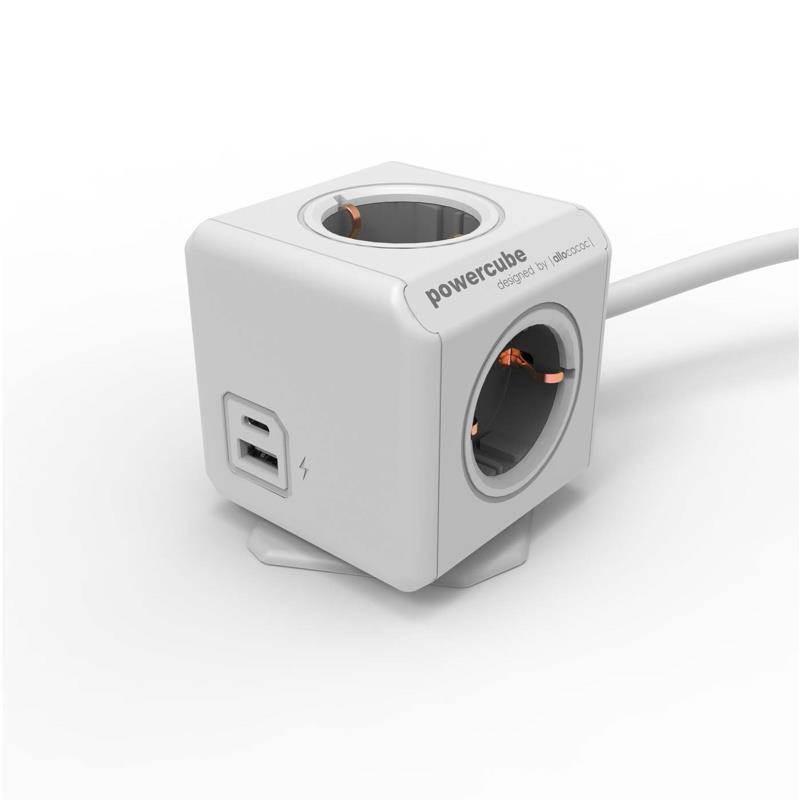 Allocacoc PowerCube Extended USB A+C. Grey
