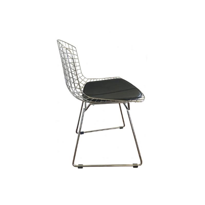 Καρέκλα SAXON Μεταλλική Mesh Χρώμιο/Μαύρο PU 60x52x80cm