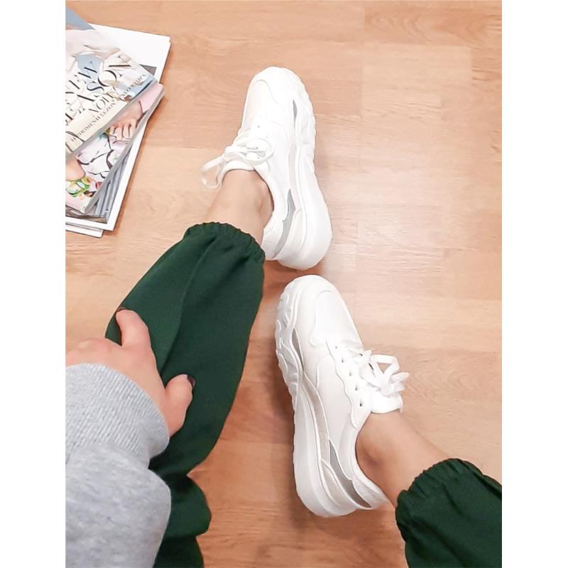 Γυναικεία λευκά Casual Sneakers δερματίνη 6135