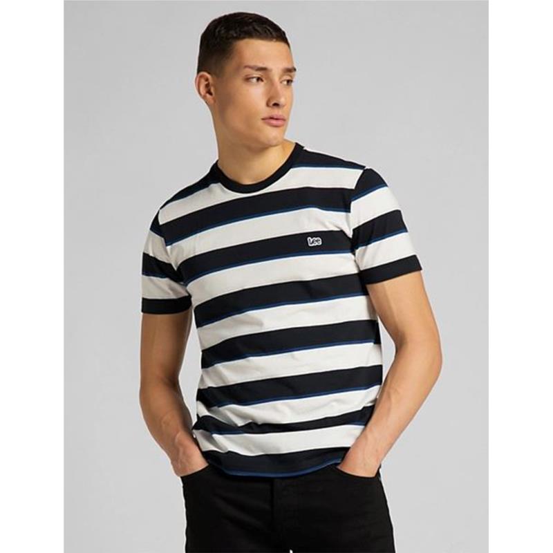 Lee ανδρικό μαύρο ριγέ μπλουζάκι SS Striped Tee L60XLA01