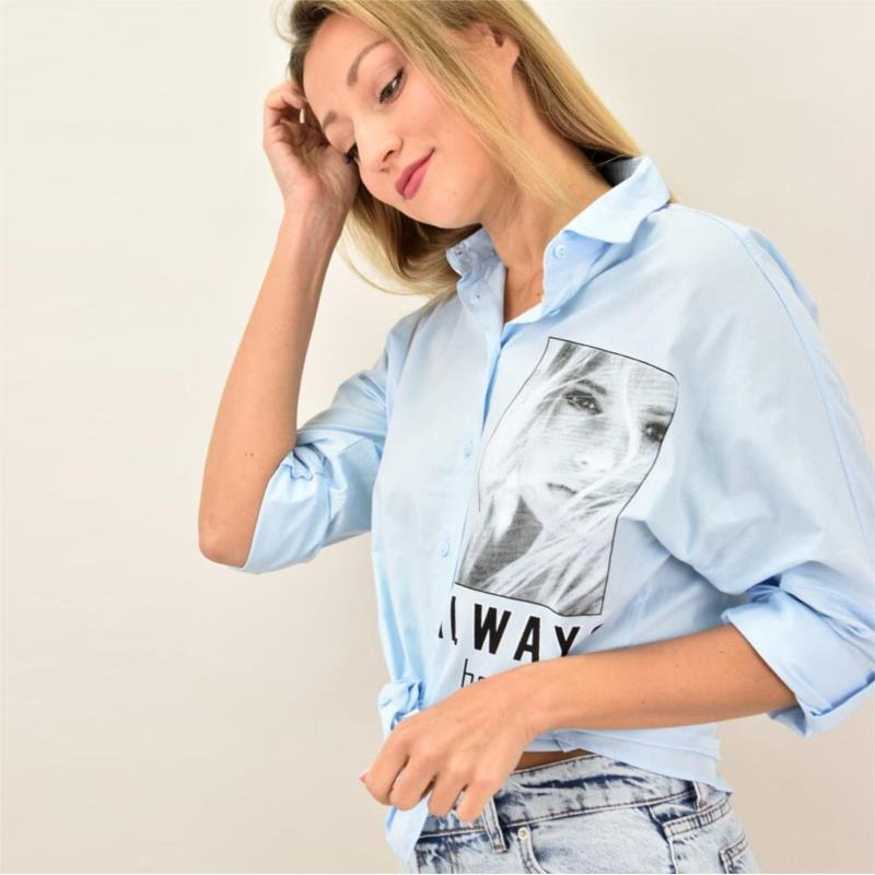 Γυναικείο πουκάμισο με στάμπα "Always be yourself"