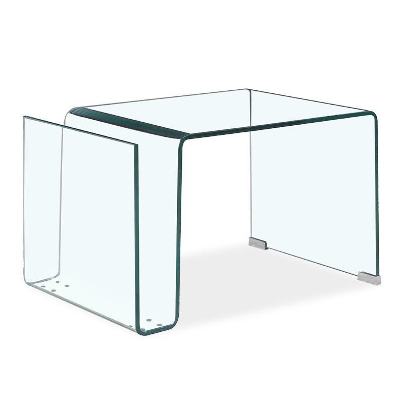 Βοηθητικό τραπέζι σαλονιού Dario pakoworld γυαλί 10mm 61x42x37εκ